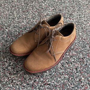 Original Penguin Men's Tan Leather Derby Shoes with Red Trim